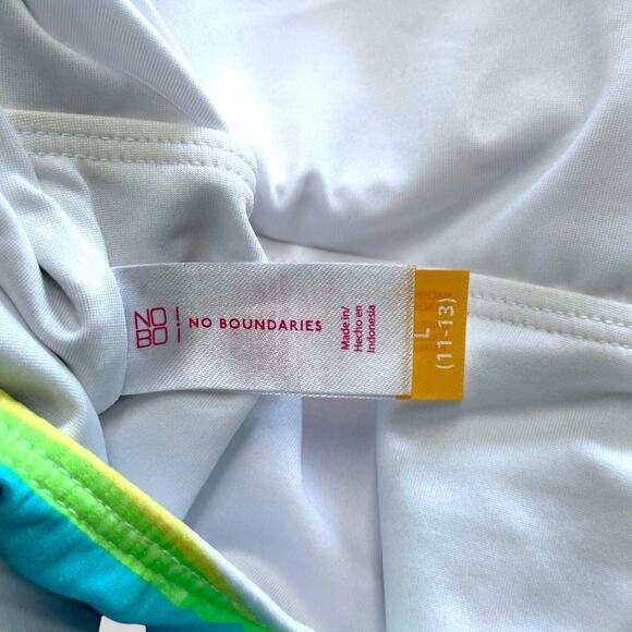 New w/Tags NO BOUNDARIES One Piece Swim Bathing Suit Rainbow One Tie Waist Large - Picture 7 of 9